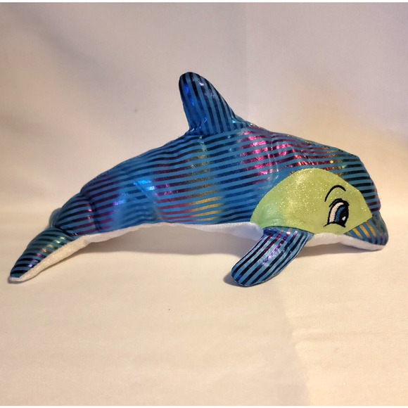 Kellytoy 2019 Dolphin Metallic Rainbow Shiny Plush - Picture 4 of 7
